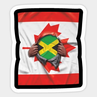 Jamaica Flag Canadian Flag Ripped - Gift for Jamaican From Jamaica Sticker